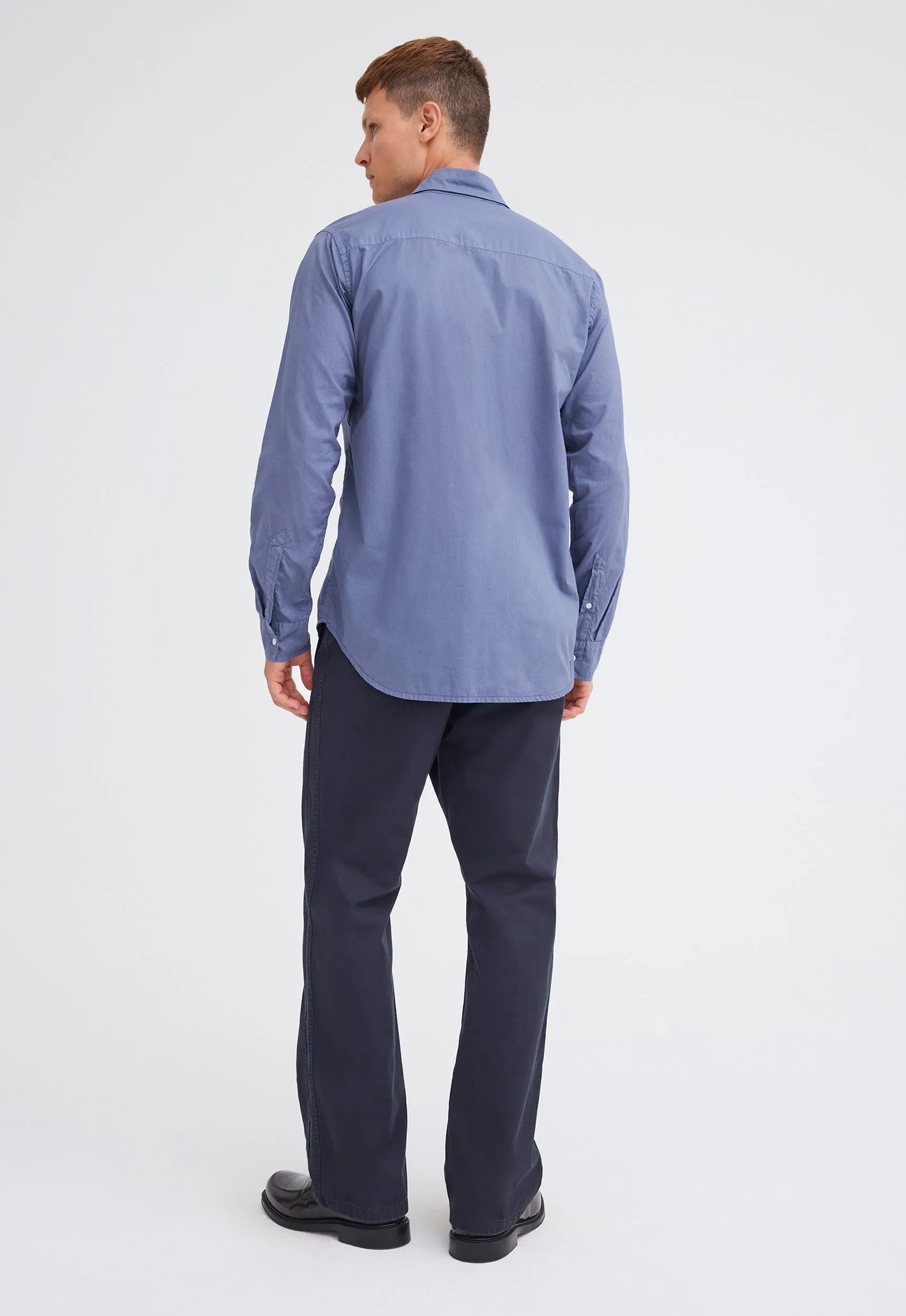 Folded Collar Cotton Shirt - Penn Blue