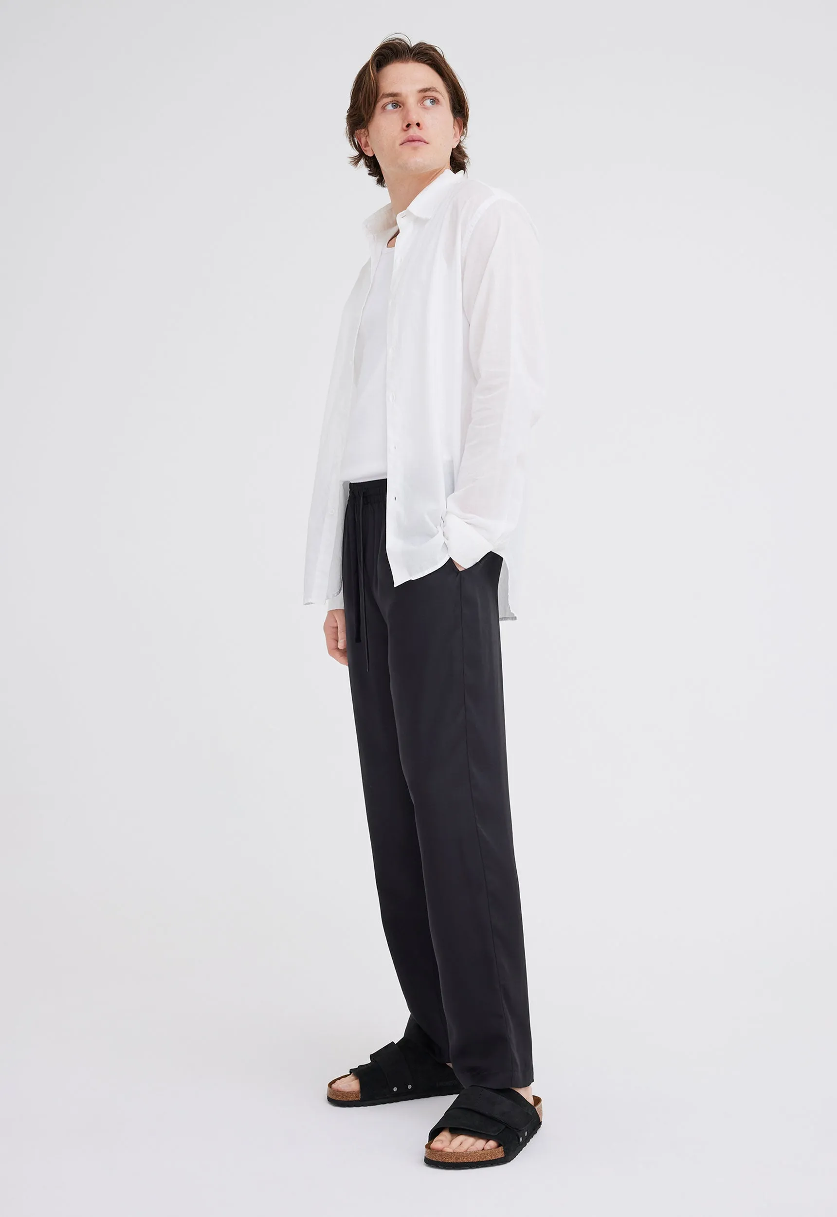 Folded Collar Cotton Shirt - White
