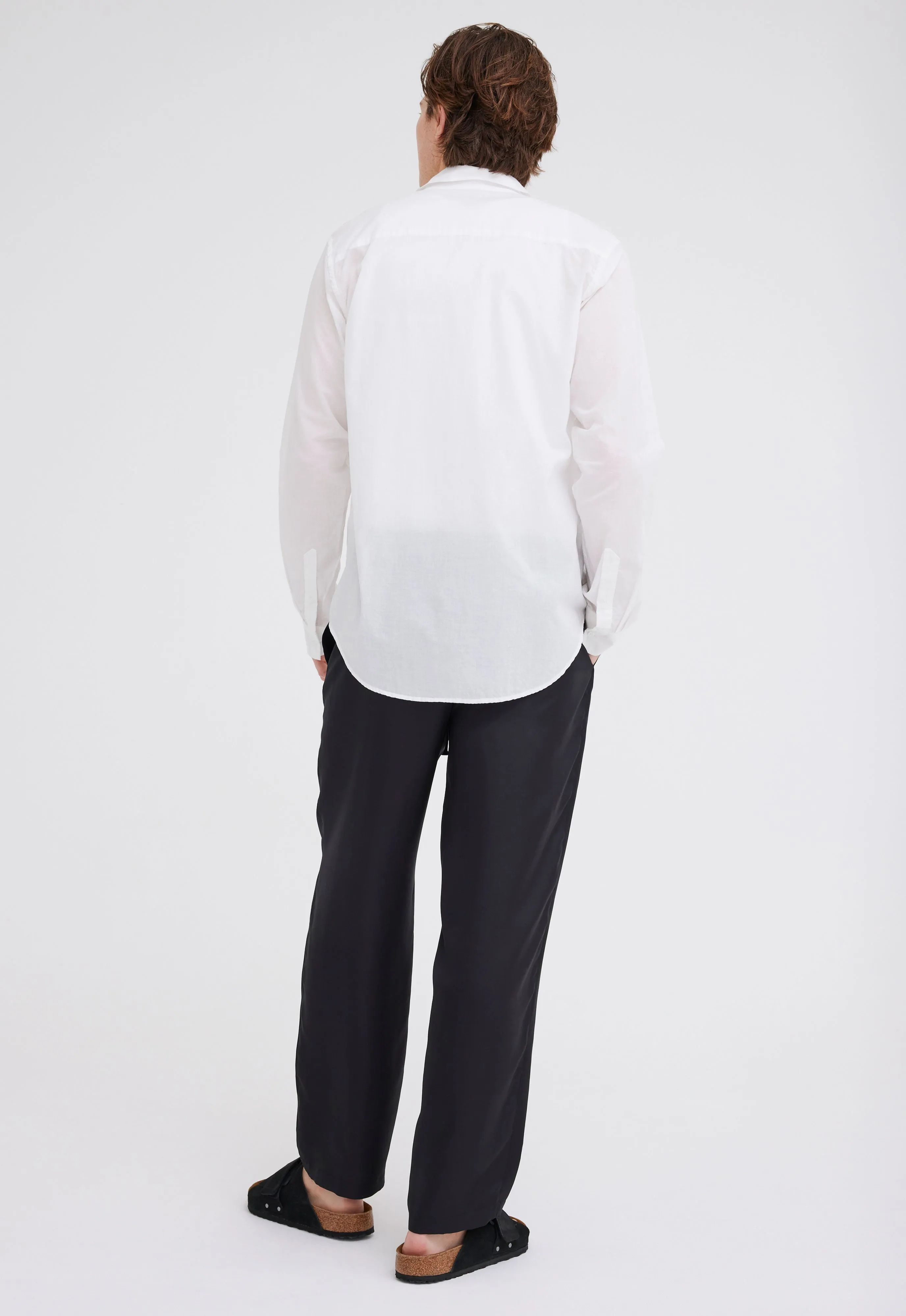 Folded Collar Cotton Shirt - White