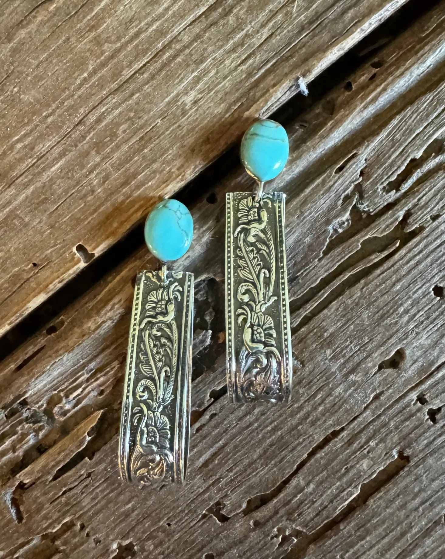 Folded Tooled Sterling Silver Earrings