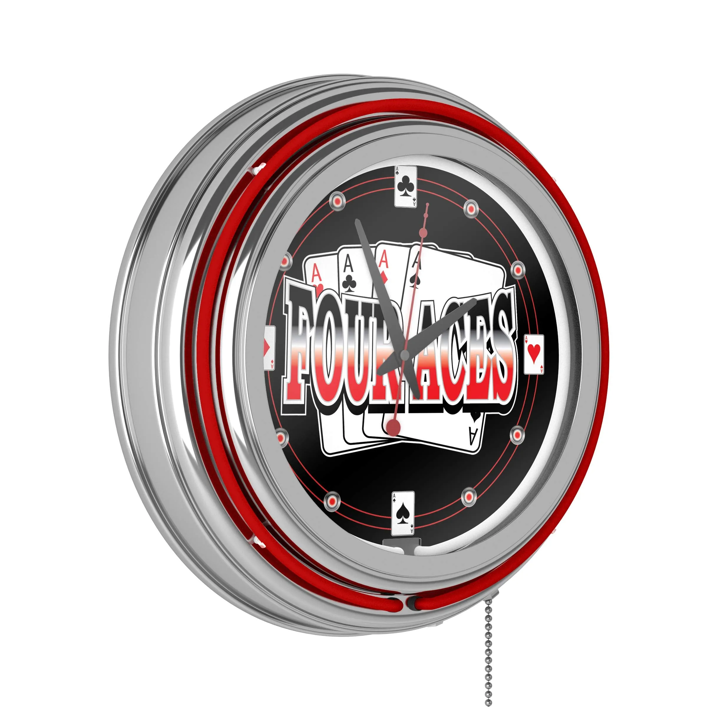 Four Aces Neon Clock - 14 inch
