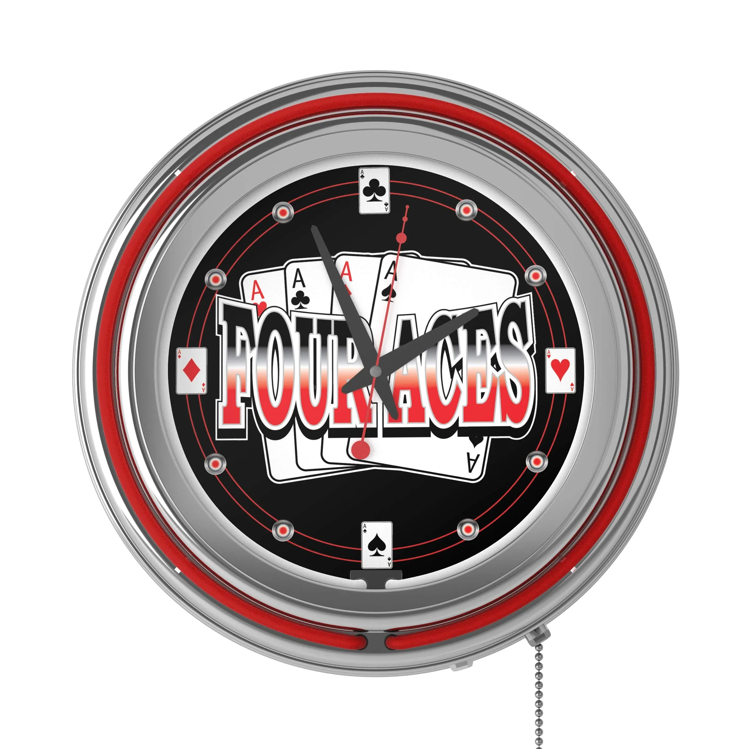 Four Aces Neon Clock - 14 inch