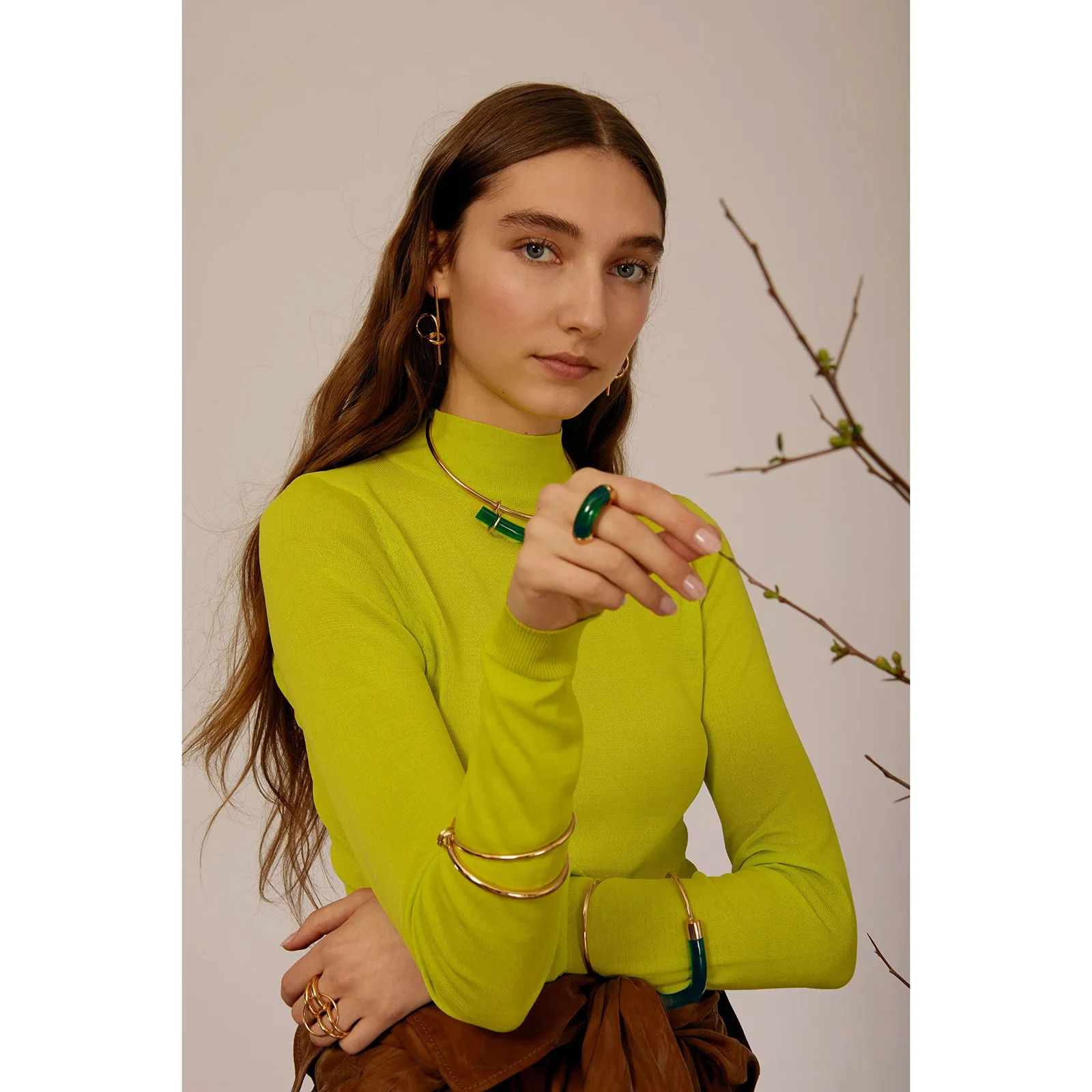 Fraction Bracelet in Gold and Emerald