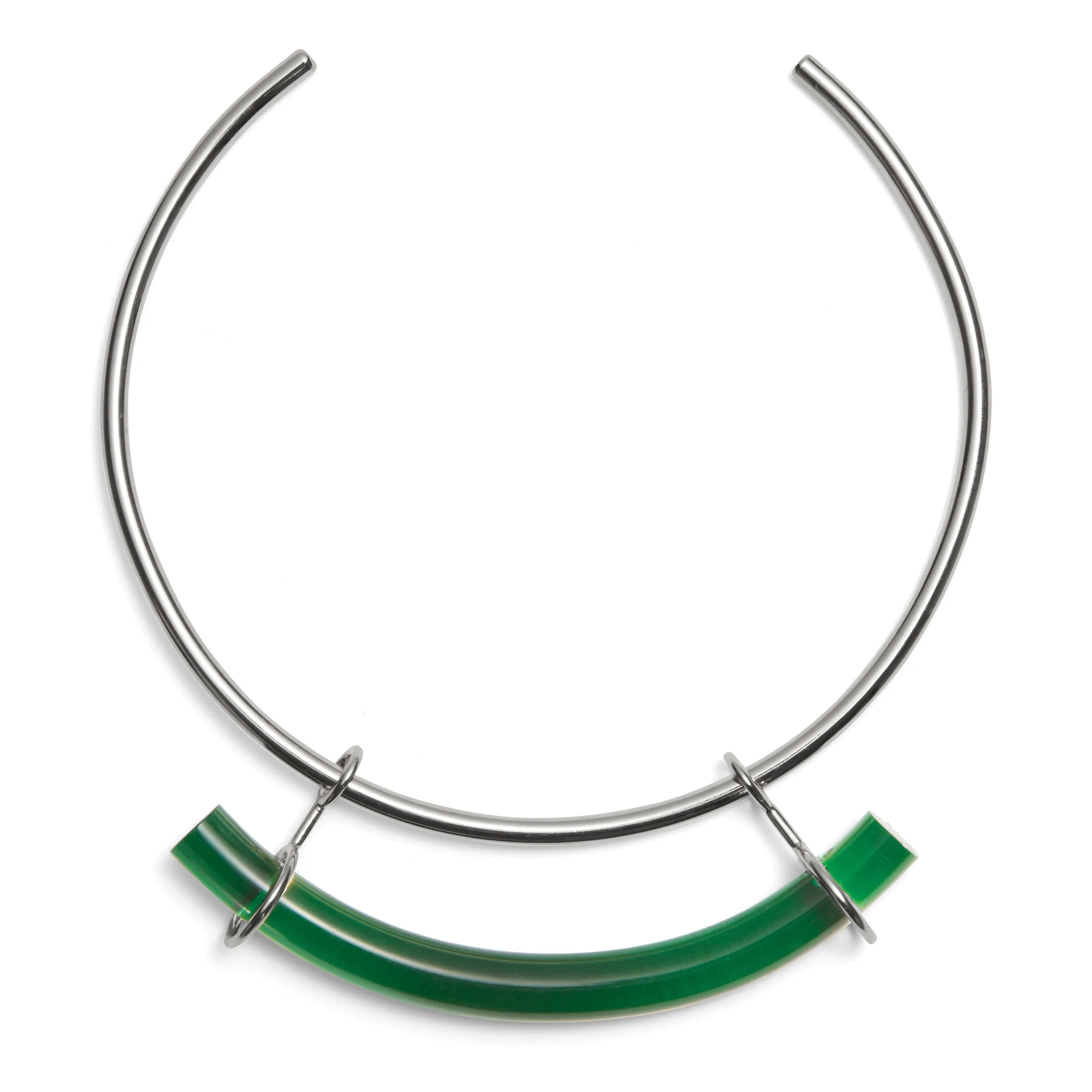 Fraction Collar in Rhodium and Emerald