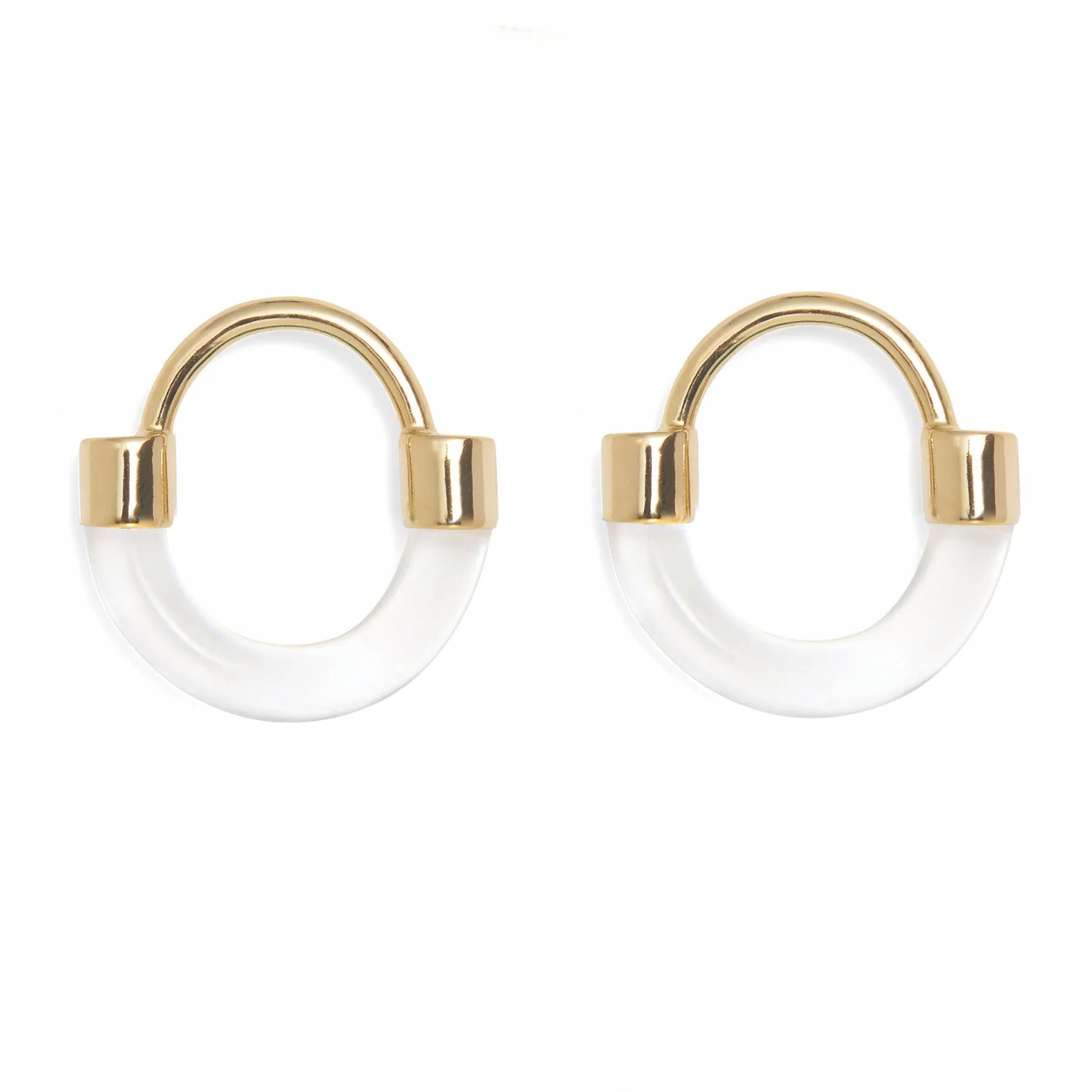Fraction Earring in Gold and Clear