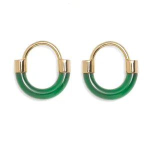 Fraction Earring in Gold and Emerald