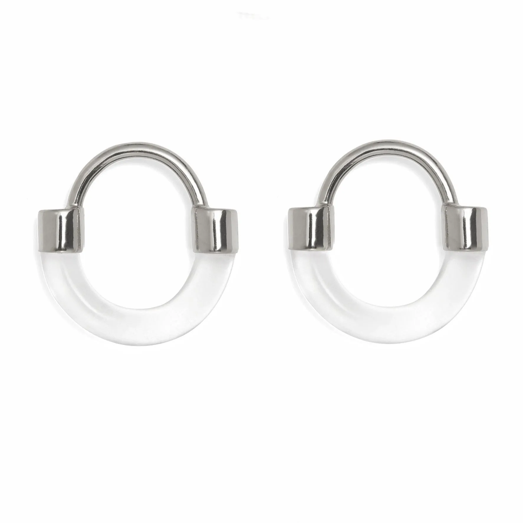 Fraction Earring in Rhodium and Clear