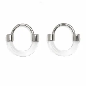 Fraction Earring in Rhodium and Clear