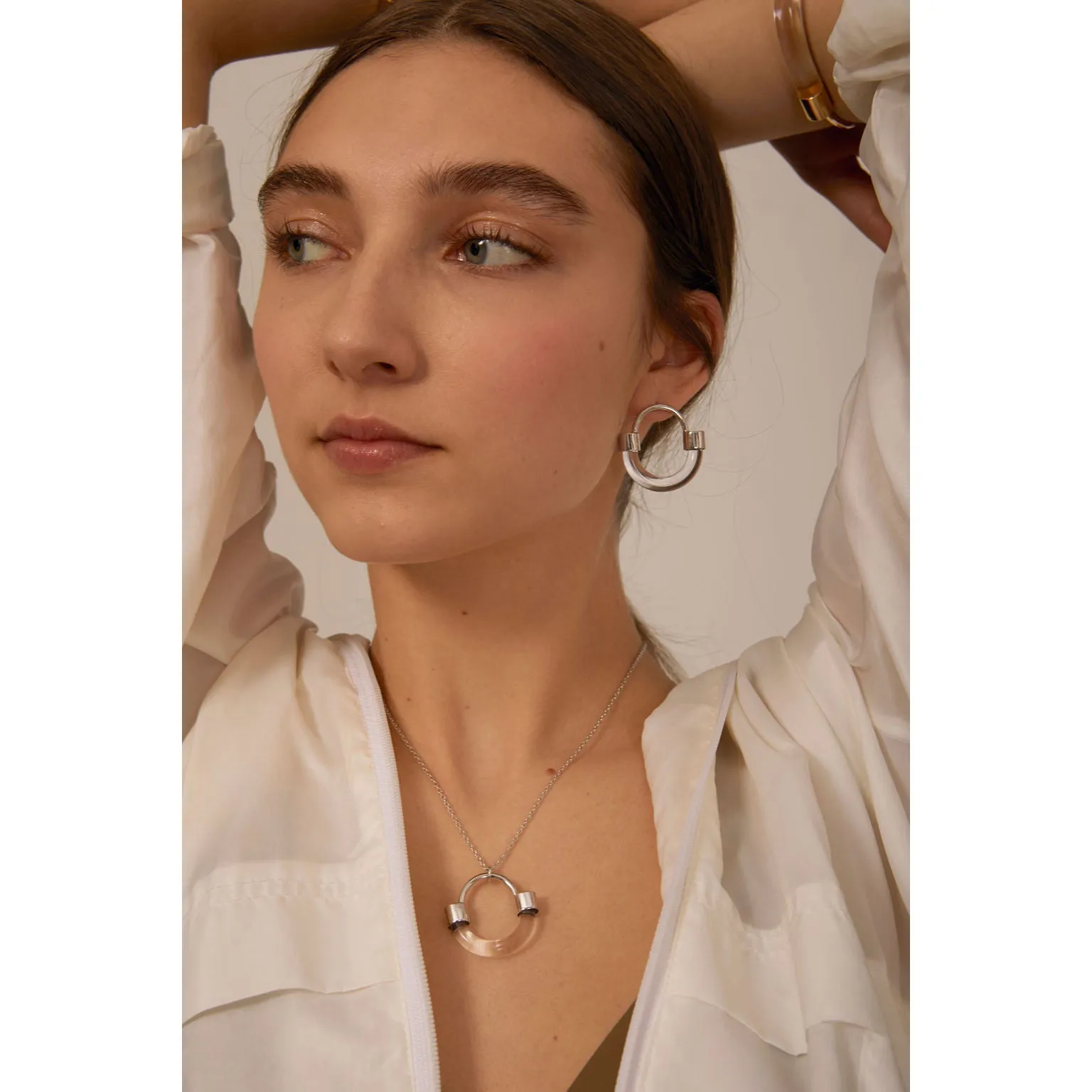 Fraction Earring in Rhodium and Clear