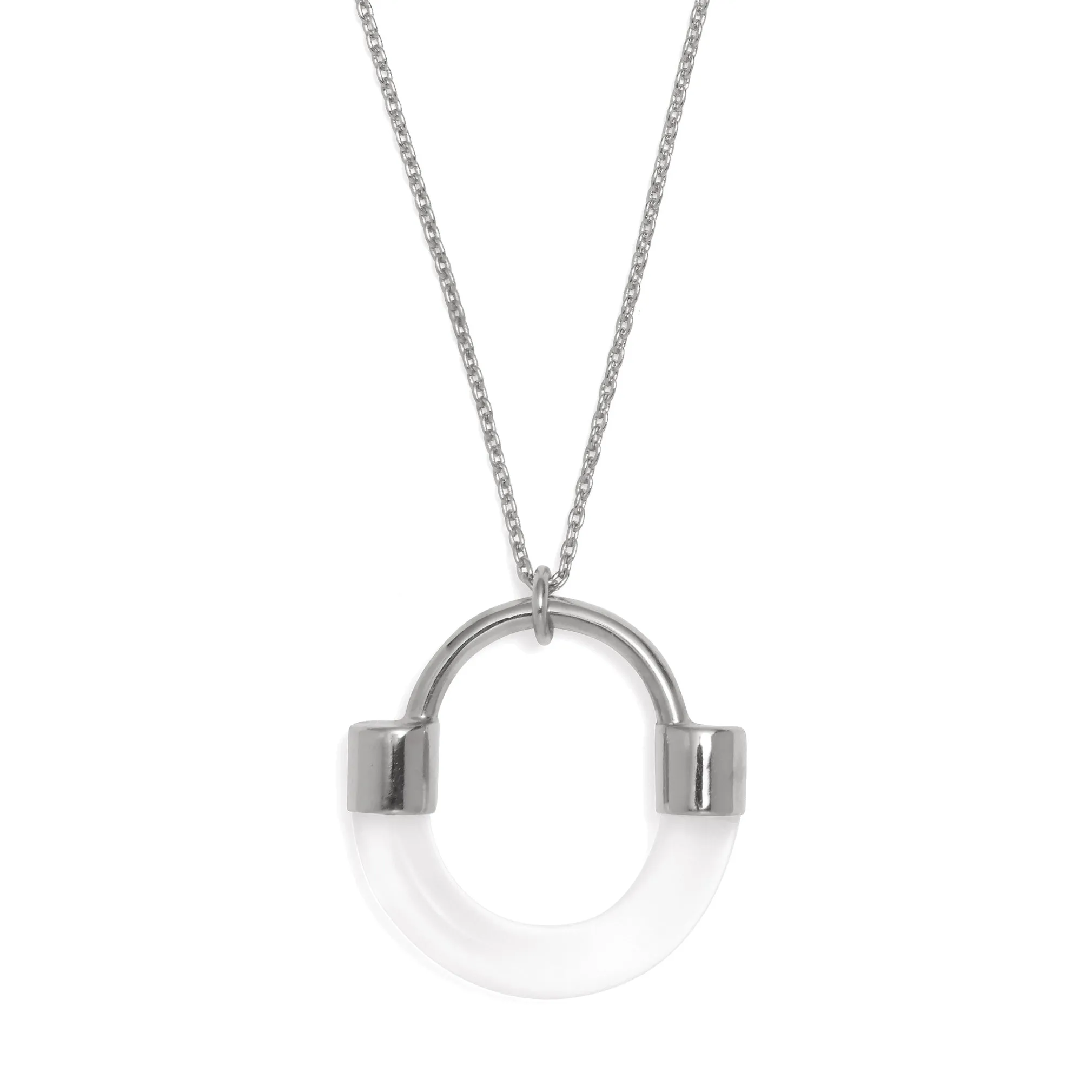 Fraction Necklace in Rhodium and Clear