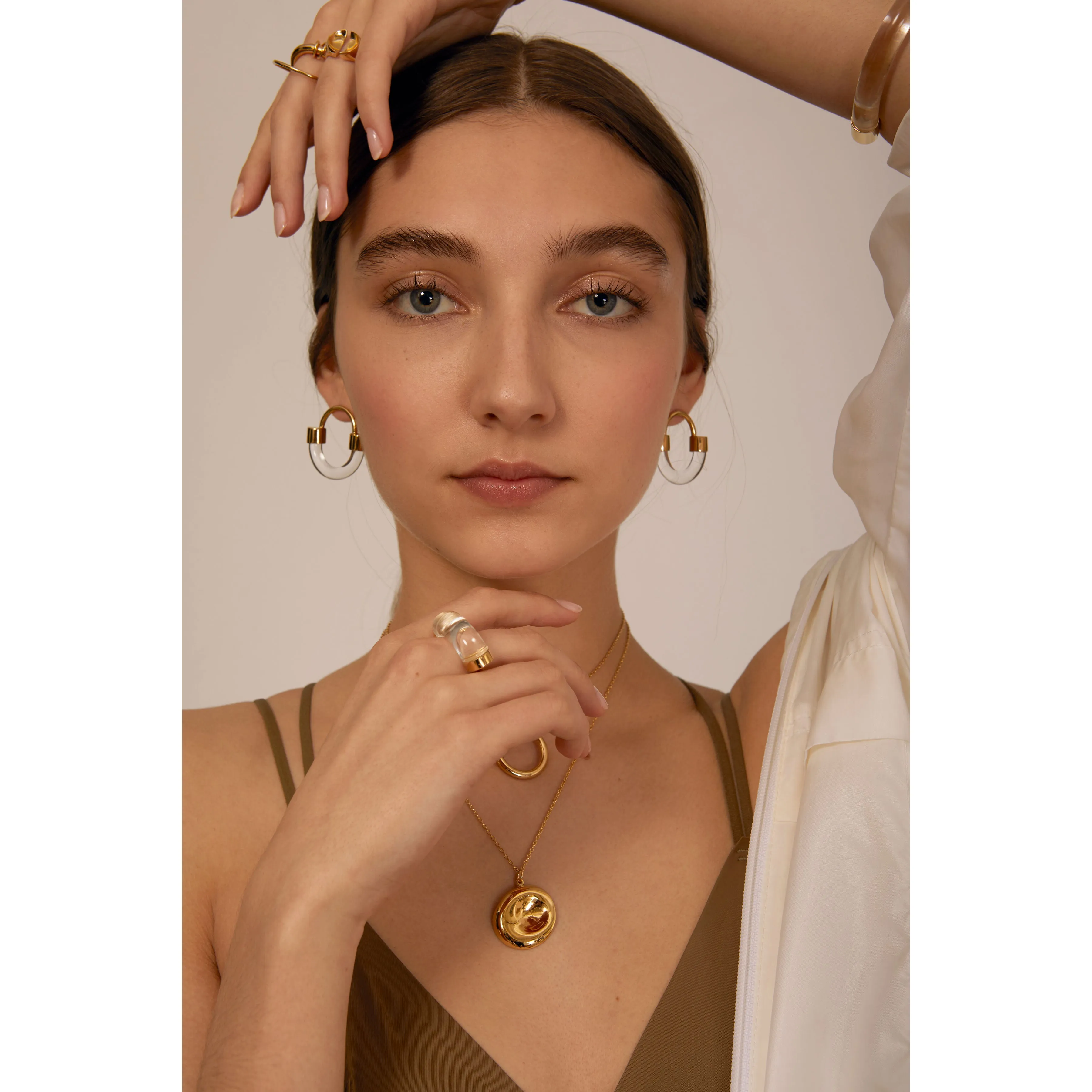 Fraction Ring in Gold and Clear