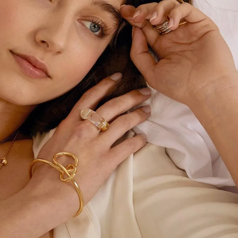 Fraction Ring in Gold and Clear