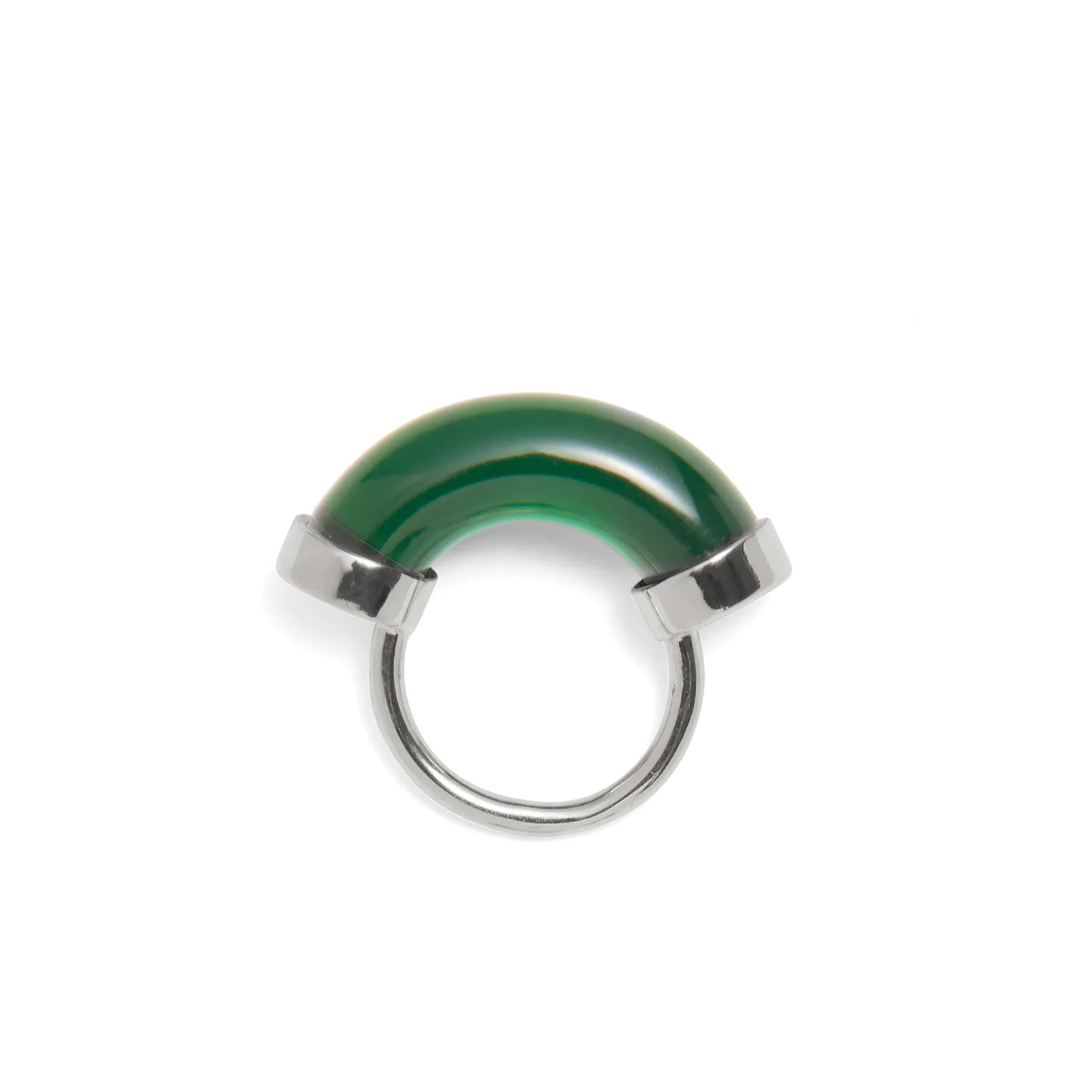 Fraction Ring in Rhodium and Emerald