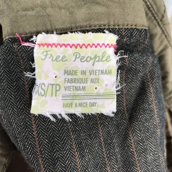 Free People XS Olive Army Military Utility Jacket