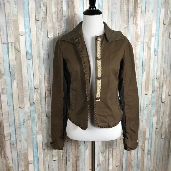 Free People XS Olive Army Military Utility Jacket