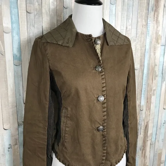 Free People XS Olive Army Military Utility Jacket