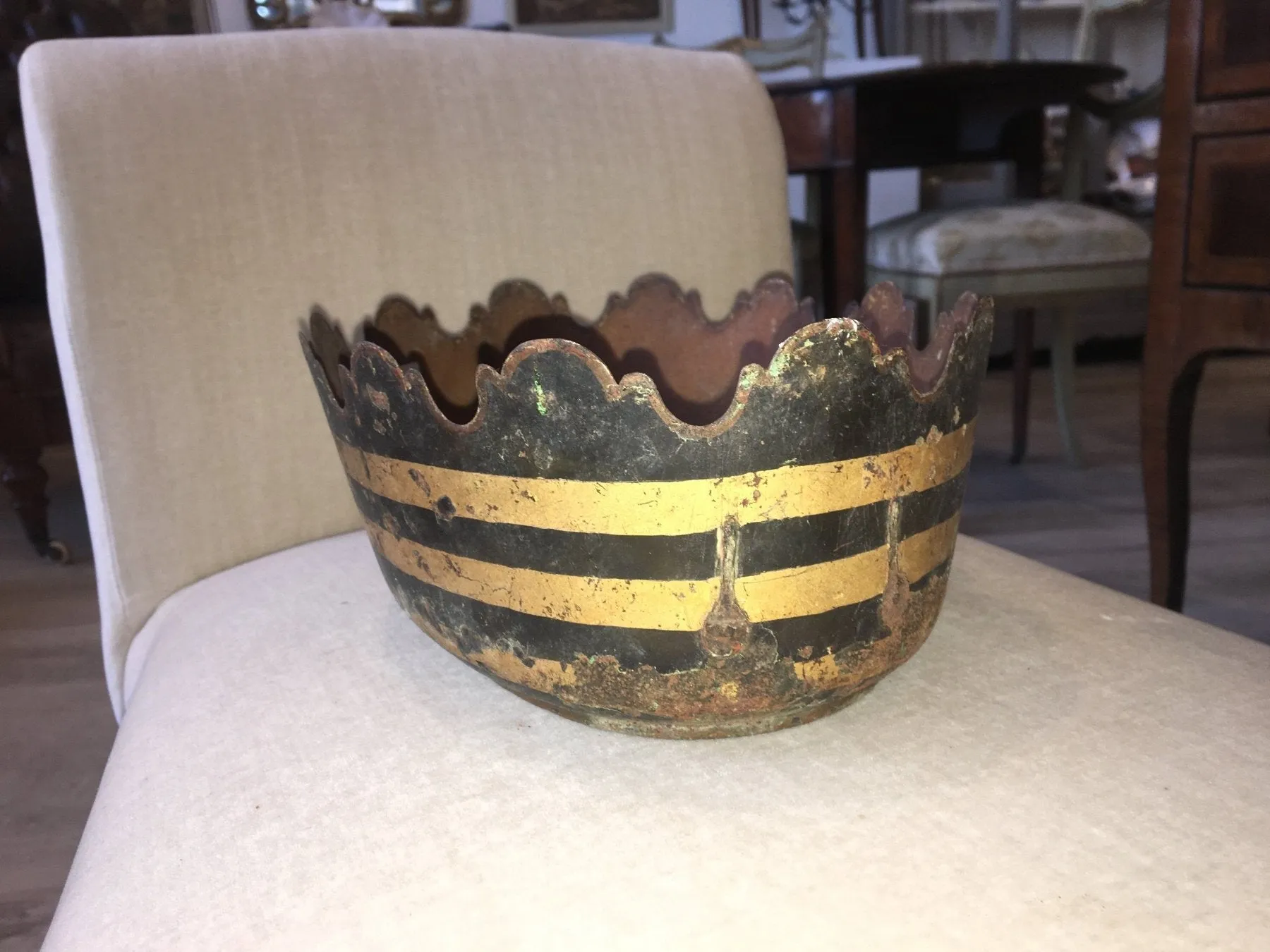 French Empire Black and Gilt Decorated Tole Verriere (Monteith)