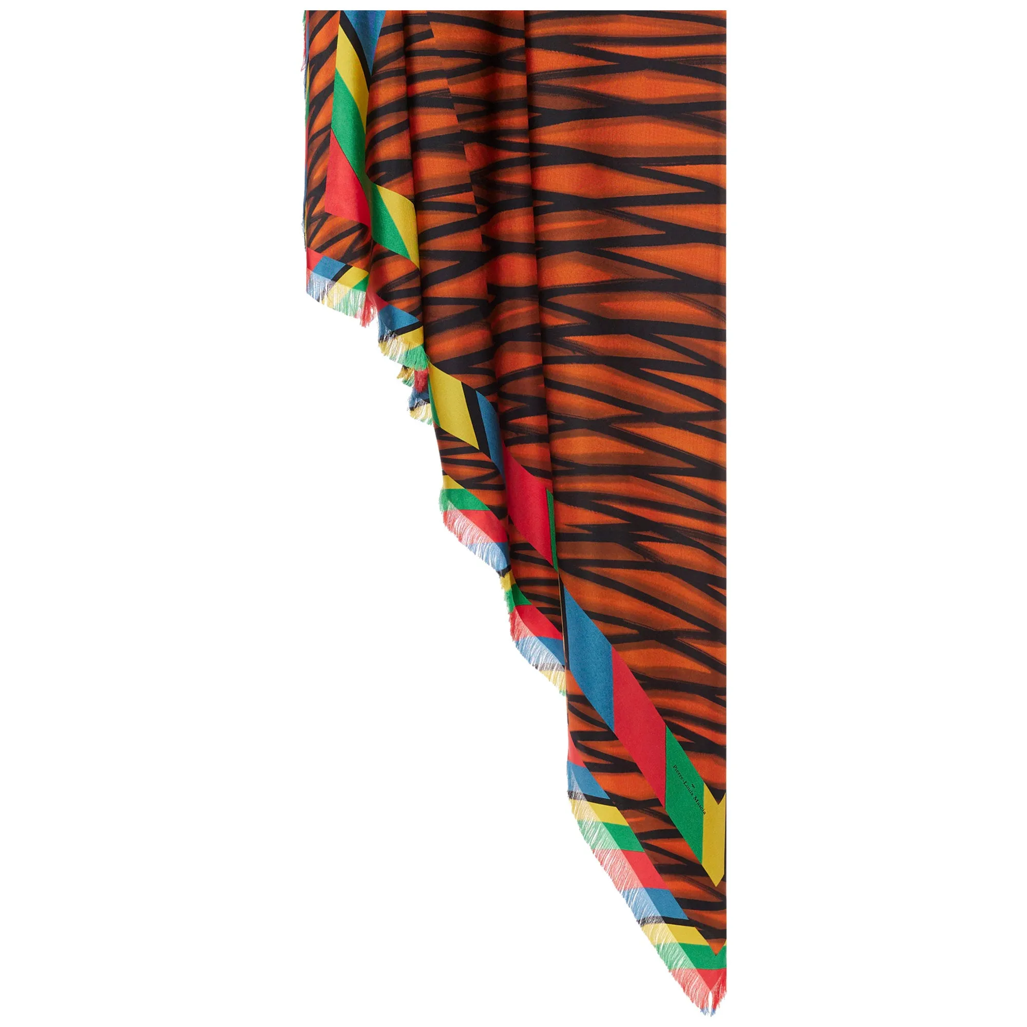 Fringed Silk Aloe Scarf - Tiger Stripe