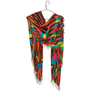 Fringed Silk Aloe Scarf - Tiger Stripe