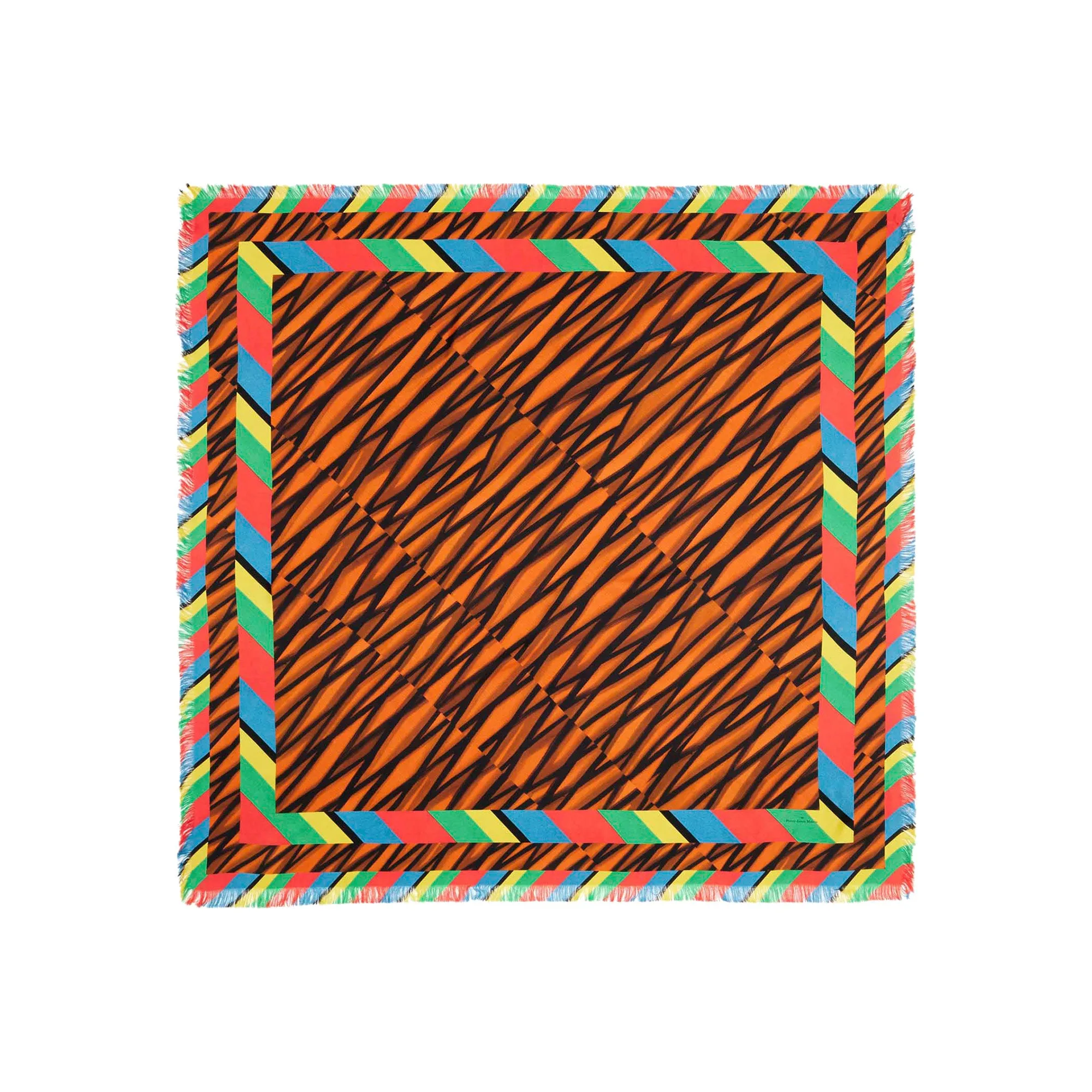 Fringed Silk Aloe Scarf - Tiger Stripe