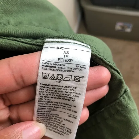 GAP Green Utility Jacket With Cheetah Collar