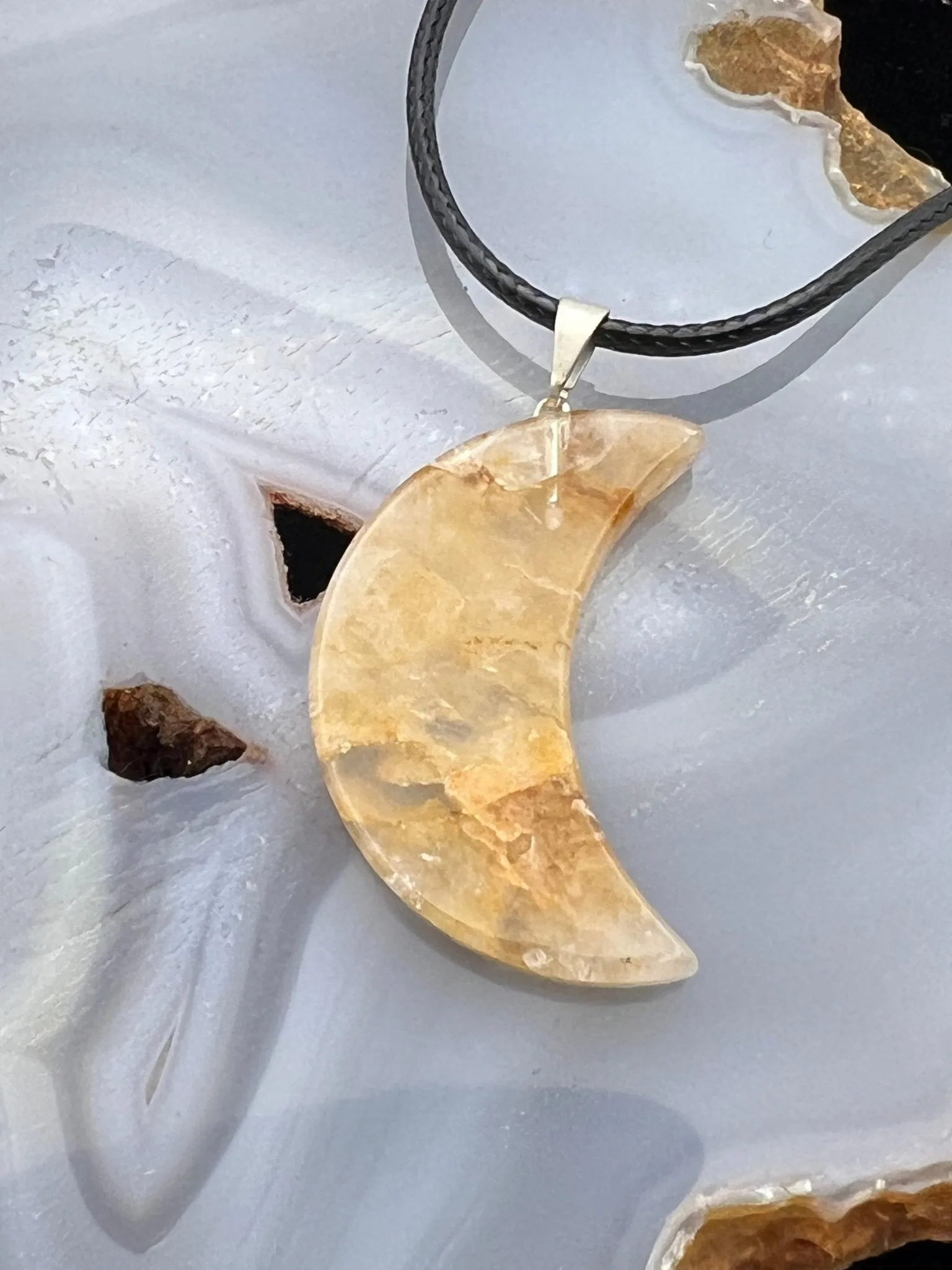 Gemstone Moon Pendant