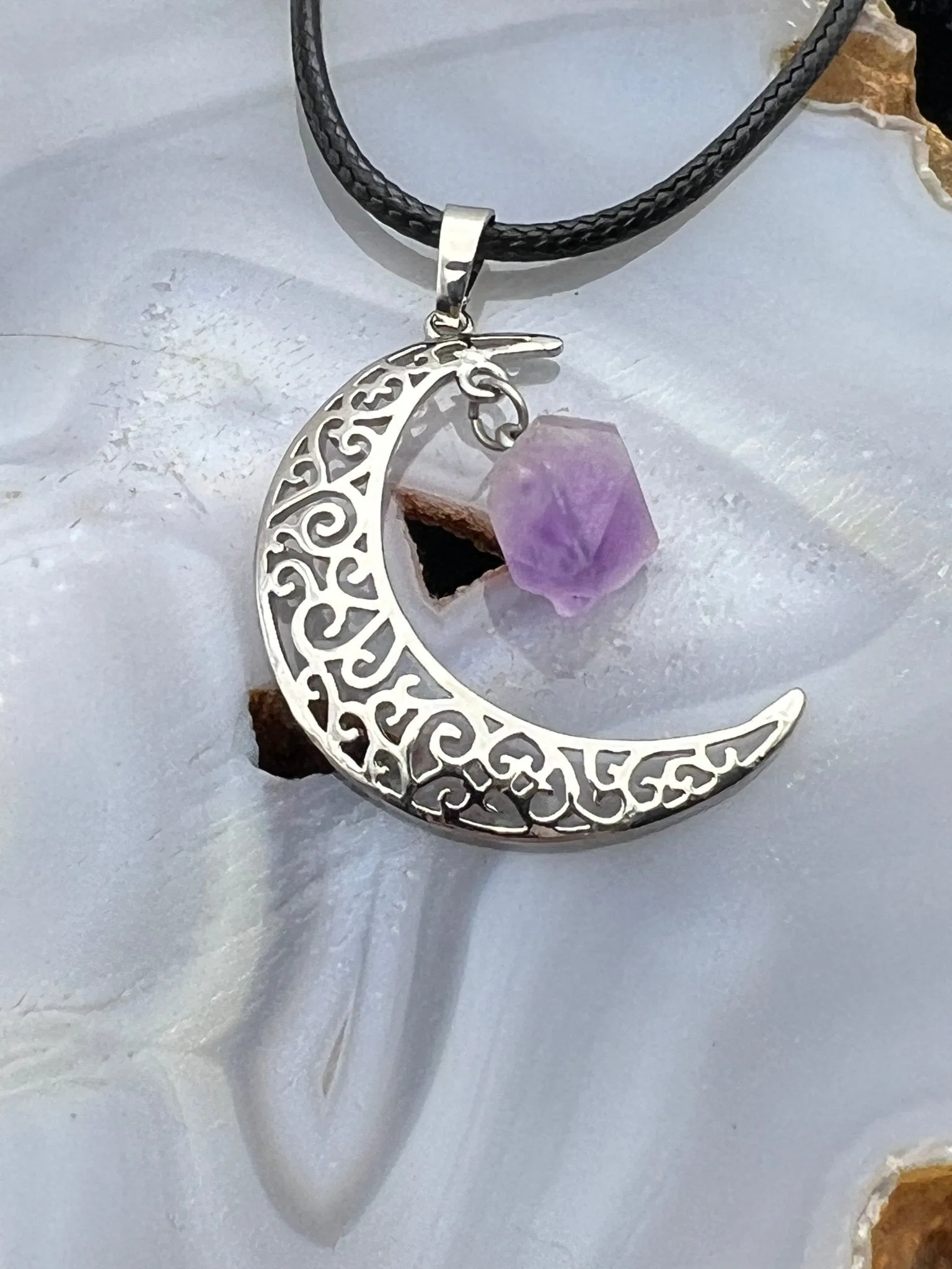 Gemstone Moon Pendant