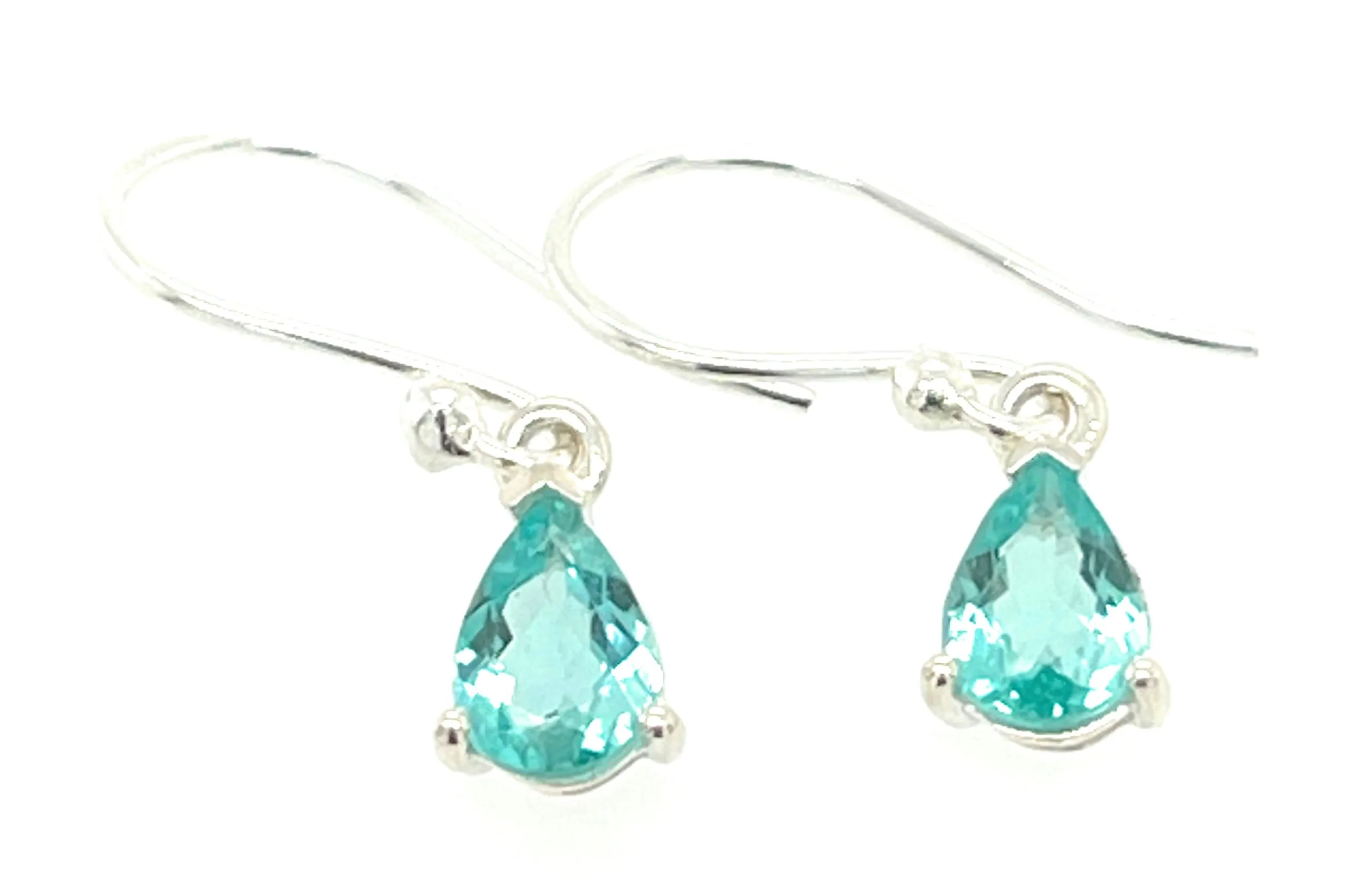 Genuine Neon Blue Apatite 925 Solid Sterling Silver Earrings 20mm