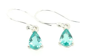 Genuine Neon Blue Apatite 925 Solid Sterling Silver Earrings 20mm