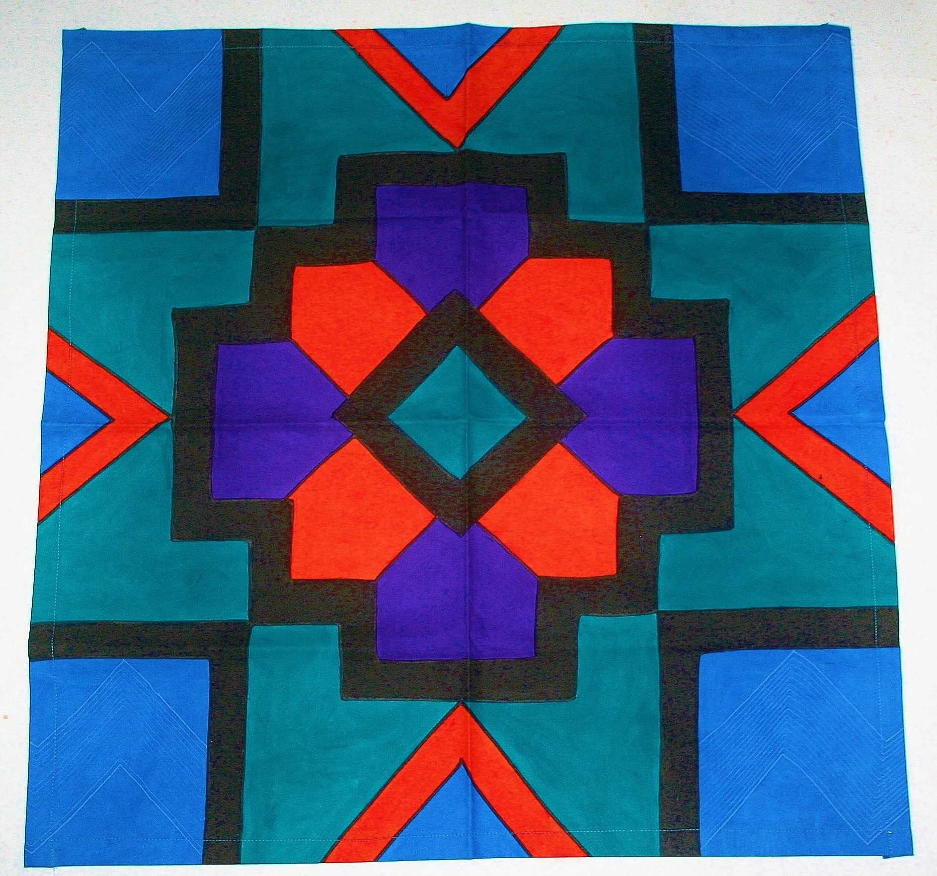 Geometric African Table Overlay Wall Hanging Multicolored 29" Sq.