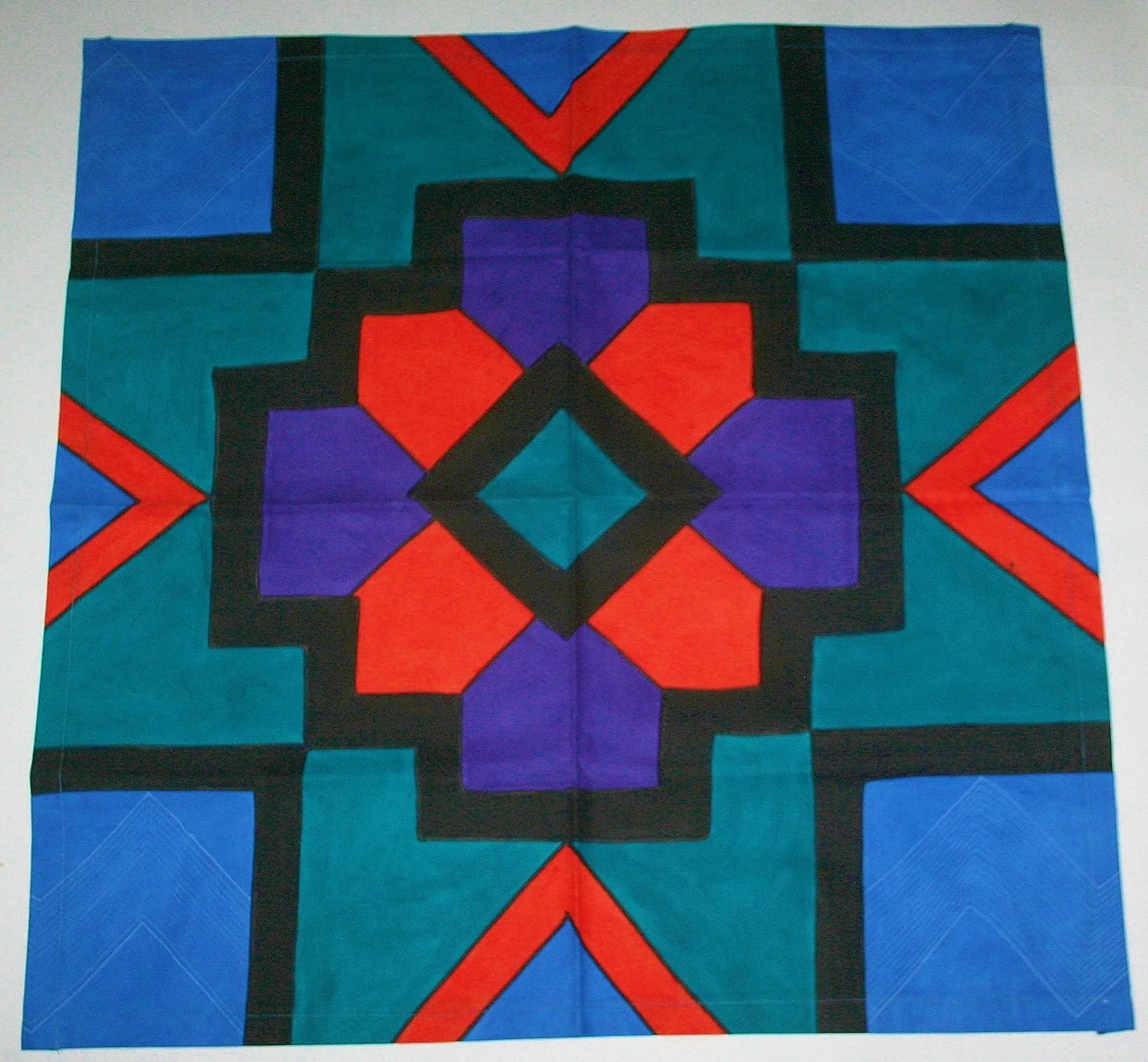 Geometric African Table Overlay Wall Hanging Multicolored 29" Sq.