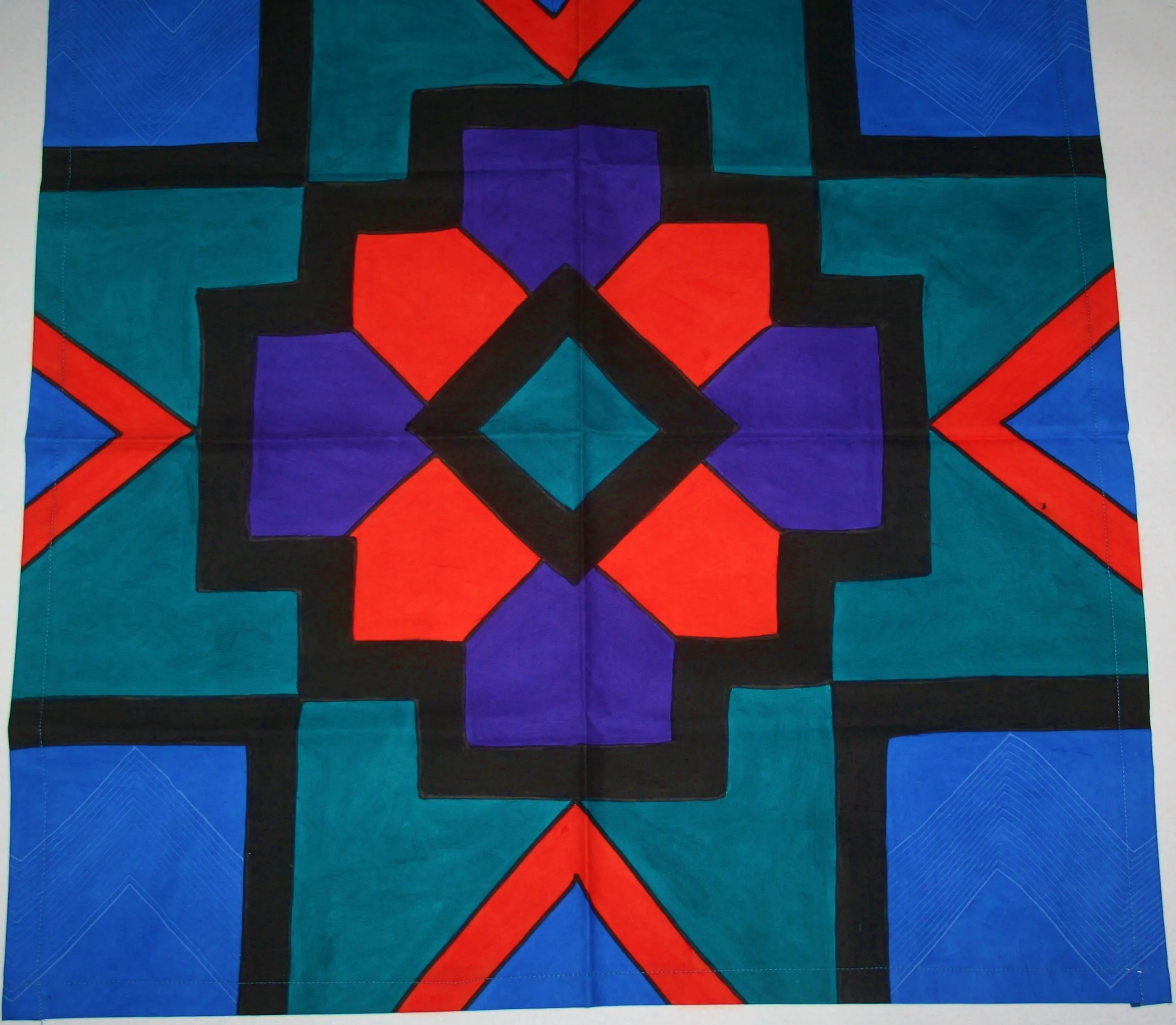 Geometric African Table Overlay Wall Hanging Multicolored 29" Sq.