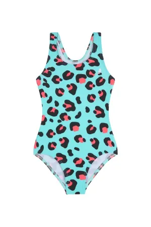 Girls One Piece in Neon Jungle Teal