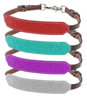 Glitter overlay leather wither strap