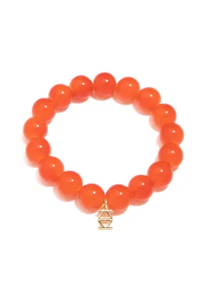 Glossy Glass Bead Stretch Bracelet - Orange