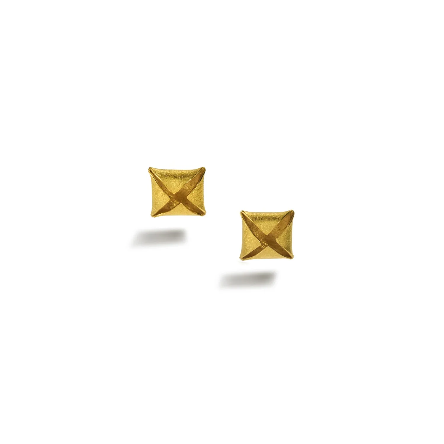 Gold Folded Square Earrings