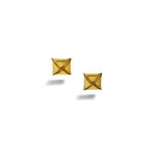 Gold Folded Square Earrings