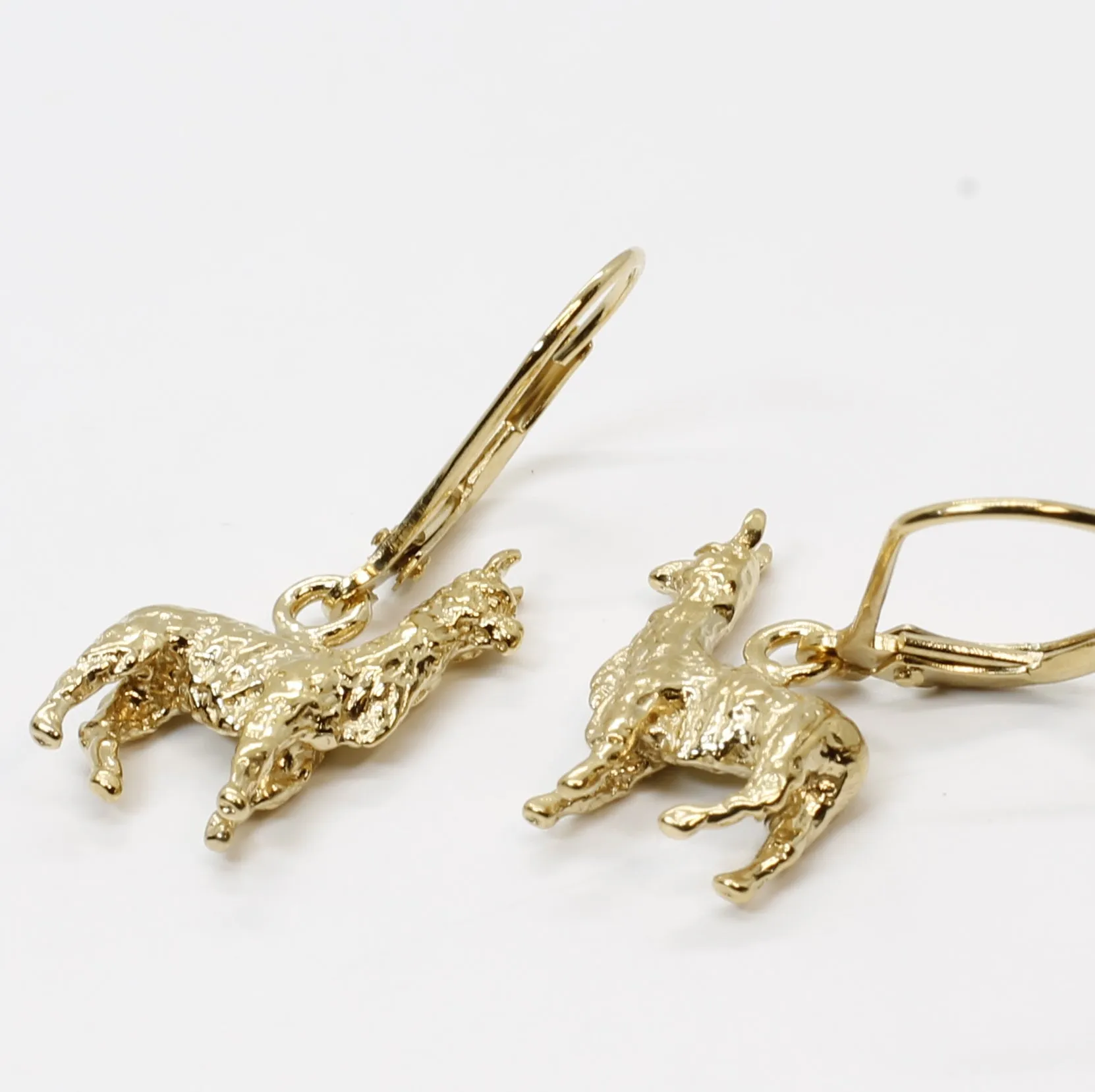 Gold Llama Earrings for Llama Rancher with 14kt Gold Vermeil Llamas