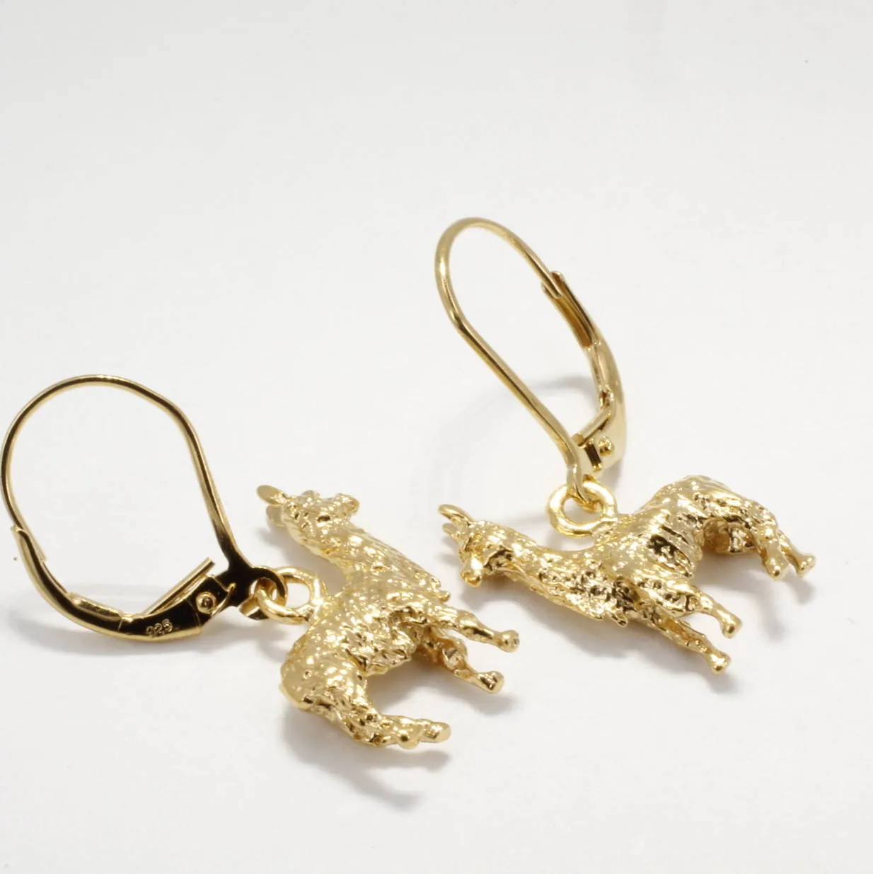Gold Llama Earrings for Llama Rancher with 14kt Gold Vermeil Llamas