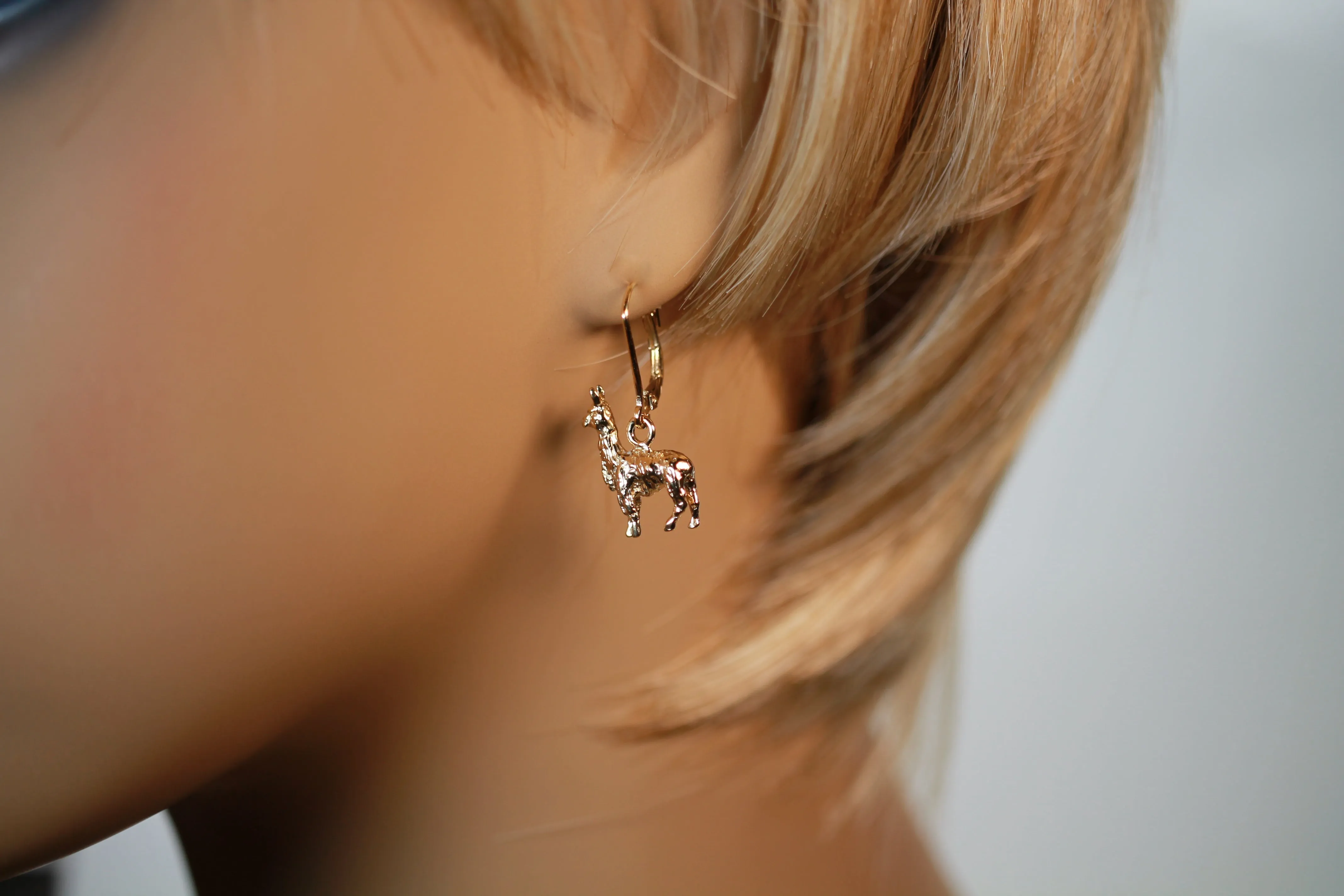 Gold Llama Earrings for Llama Rancher with 14kt Gold Vermeil Llamas