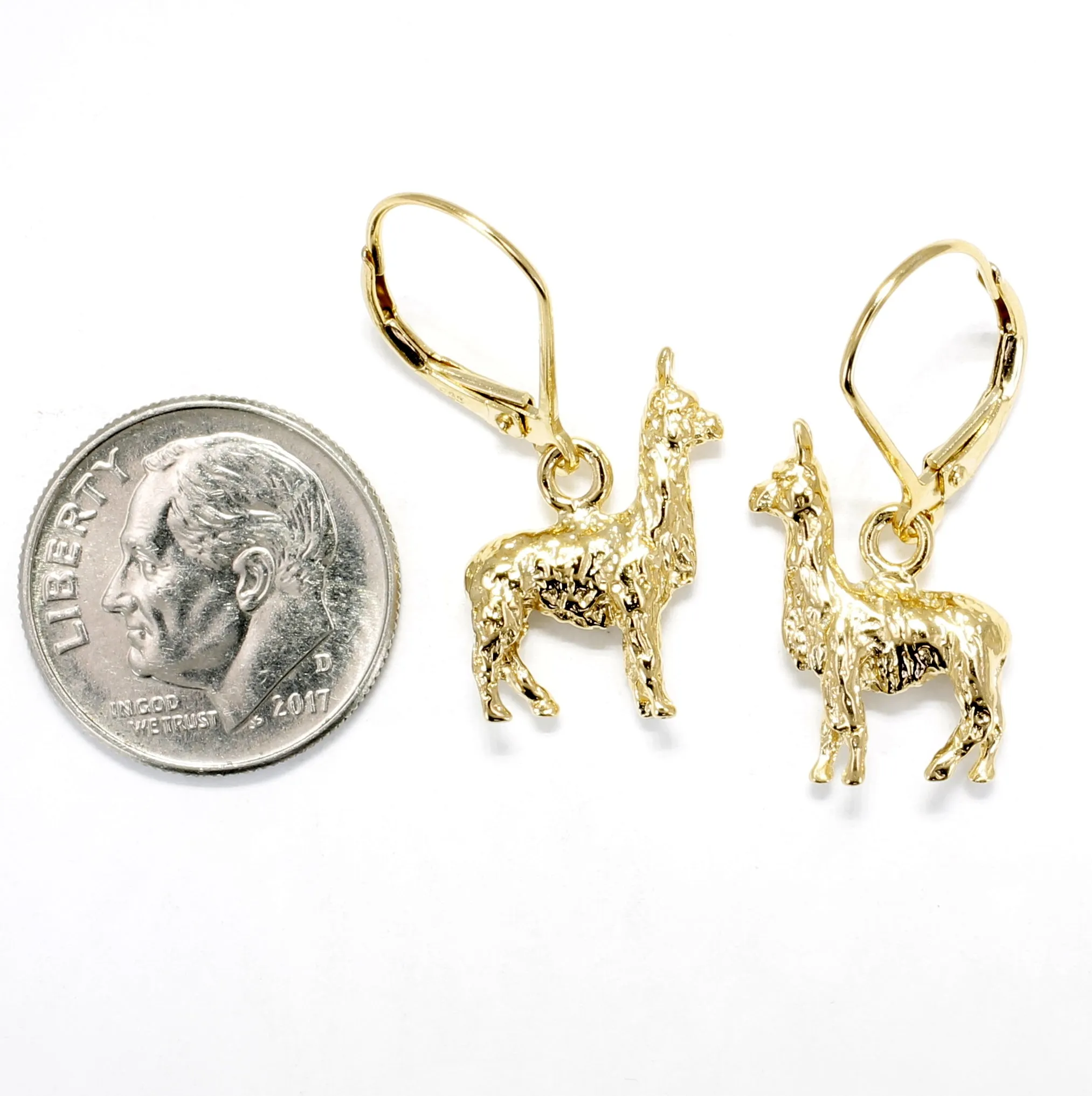 Gold Llama Earrings for Llama Rancher with 14kt Gold Vermeil Llamas