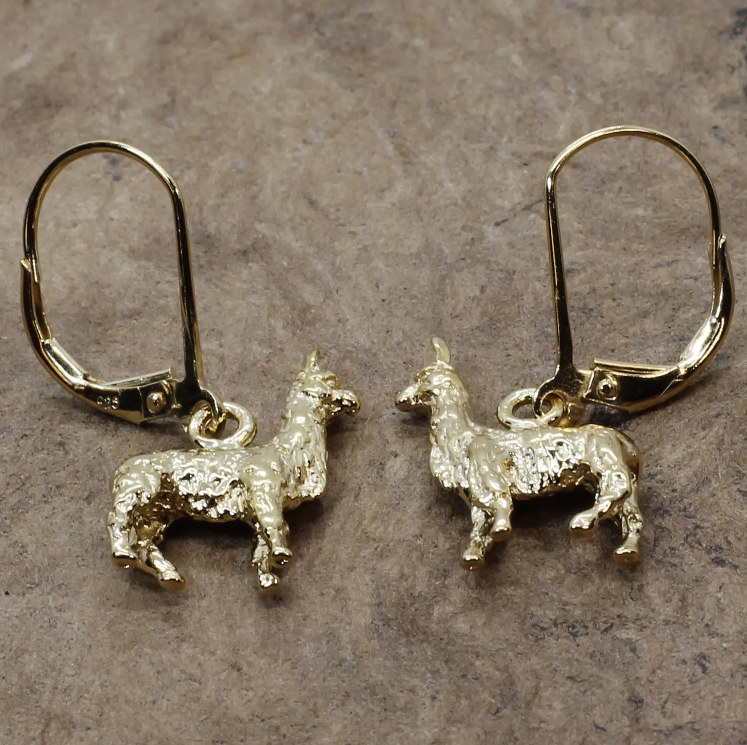 Gold Llama Earrings for Llama Rancher with 14kt Gold Vermeil Llamas