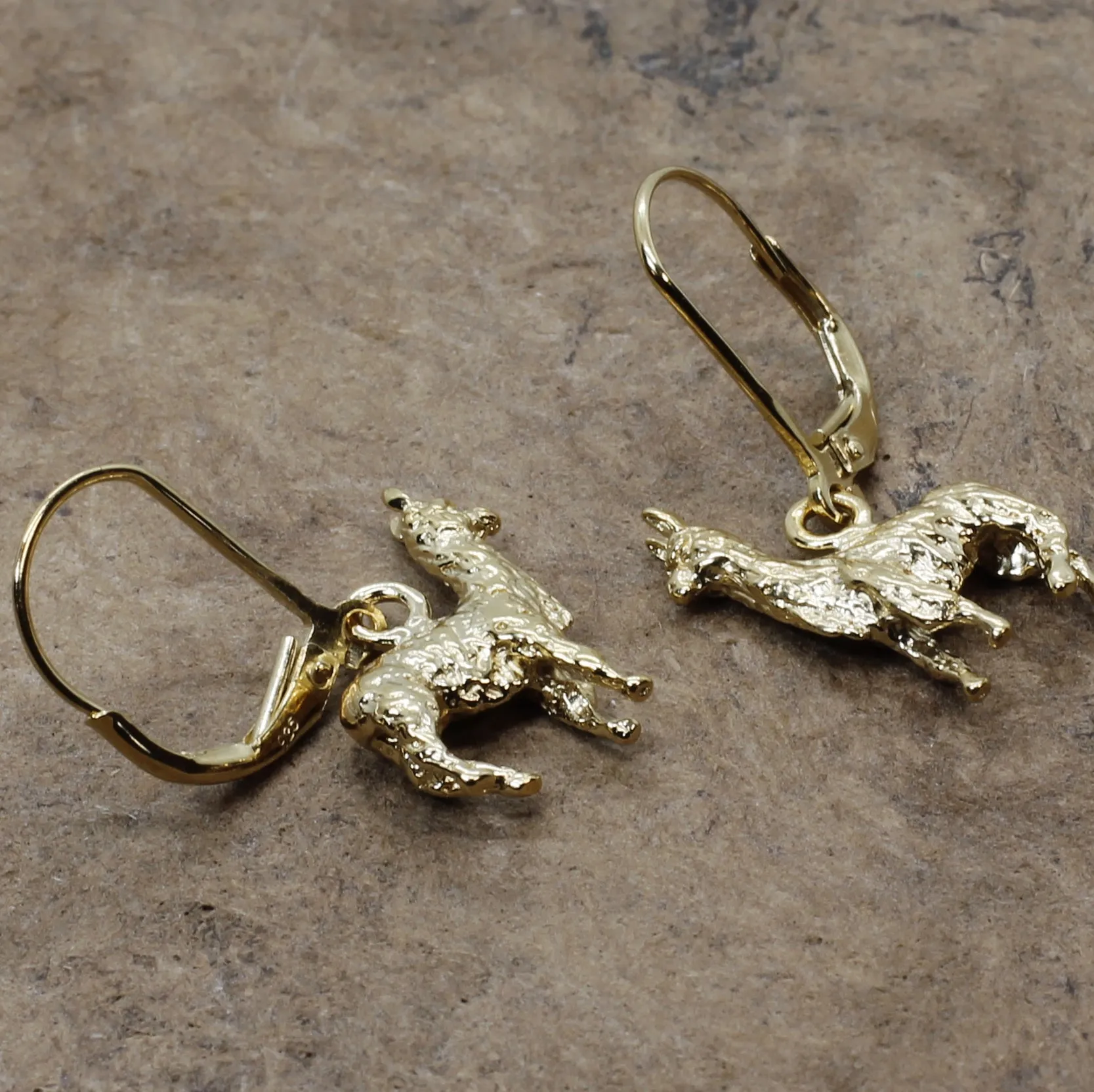 Gold Llama Earrings for Llama Rancher with 14kt Gold Vermeil Llamas