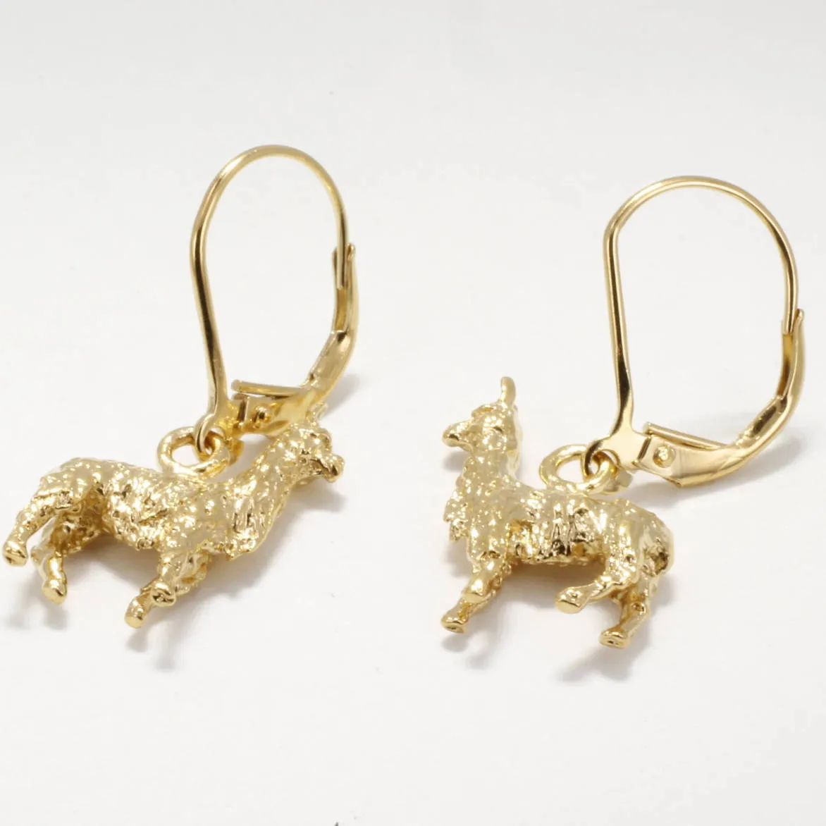 Gold Llama Earrings for Llama Rancher with 14kt Gold Vermeil Llamas