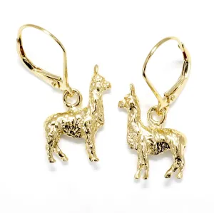 Gold Llama Earrings for Llama Rancher with 14kt Gold Vermeil Llamas