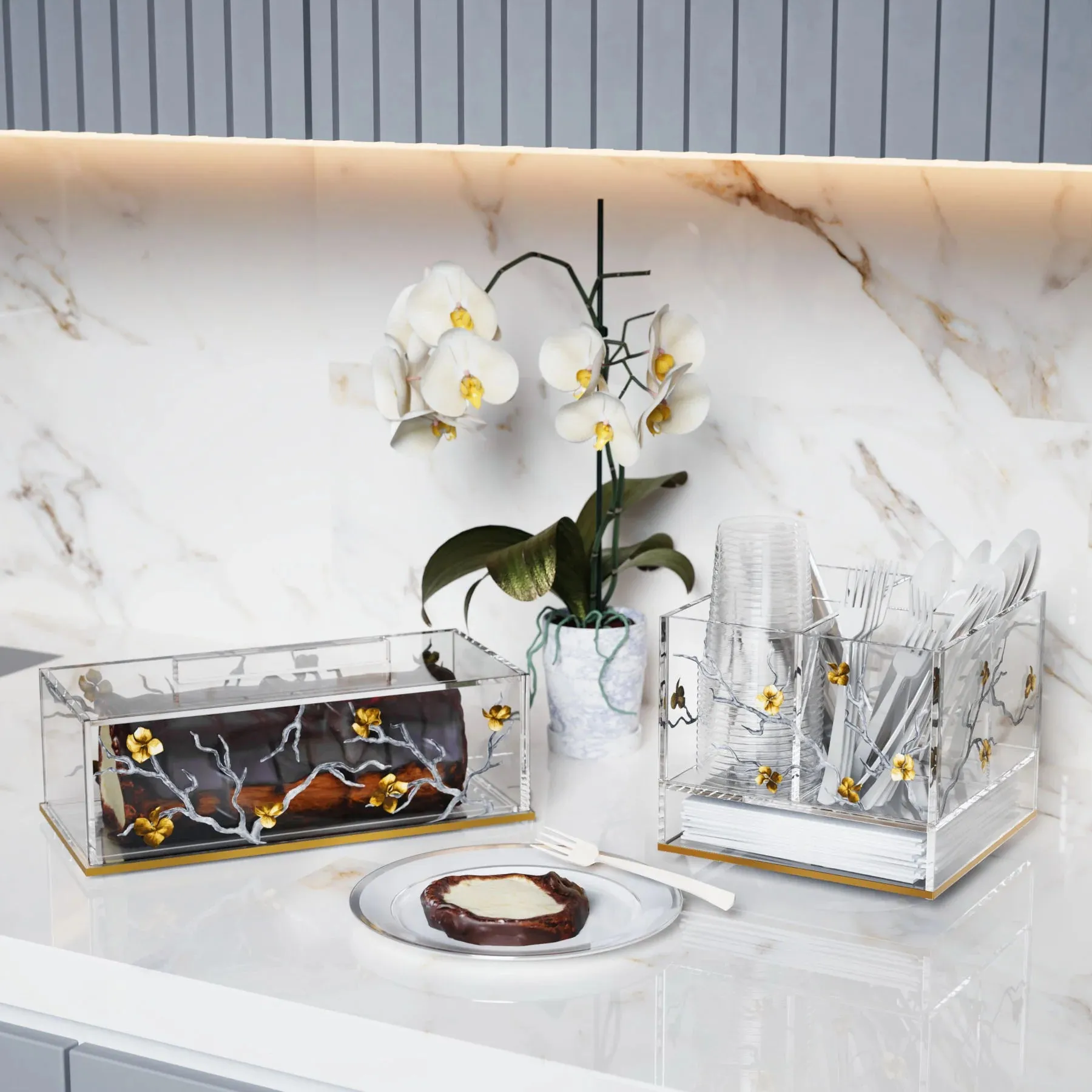 Golden Branch Babka/Cake Log Holder