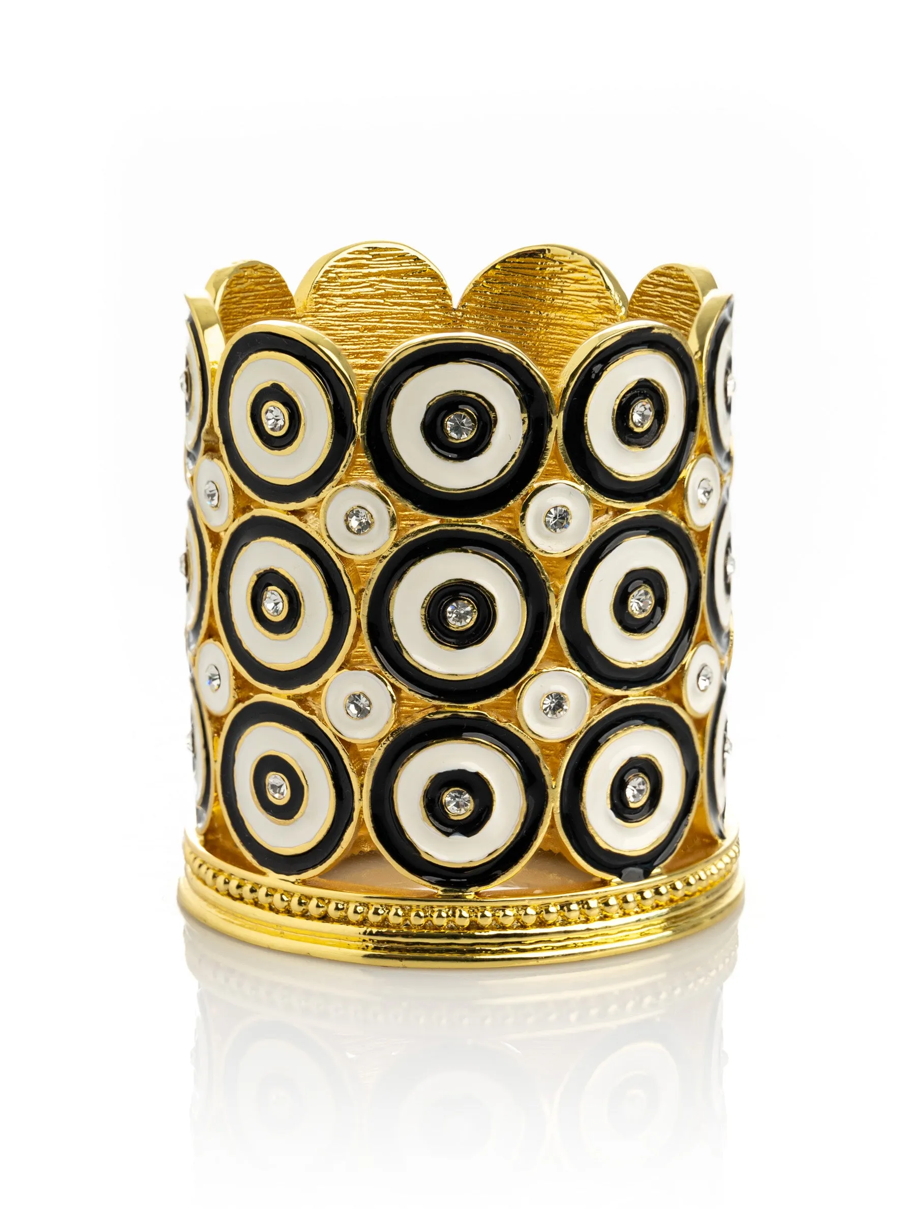 Golden Decorated Candle Holder with Circles Pattern