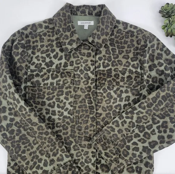 Good American Leopard Utility Jacket