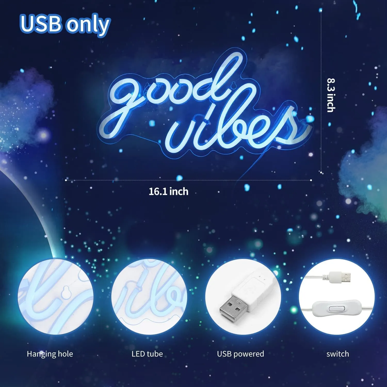 Good Vibes Neon Sign for Bedroom Wall Decor Entertain Your Eyes and Enlighten Your Life!