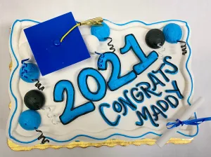 Graduation Bold Grad Year with Balloons Sheet Cake